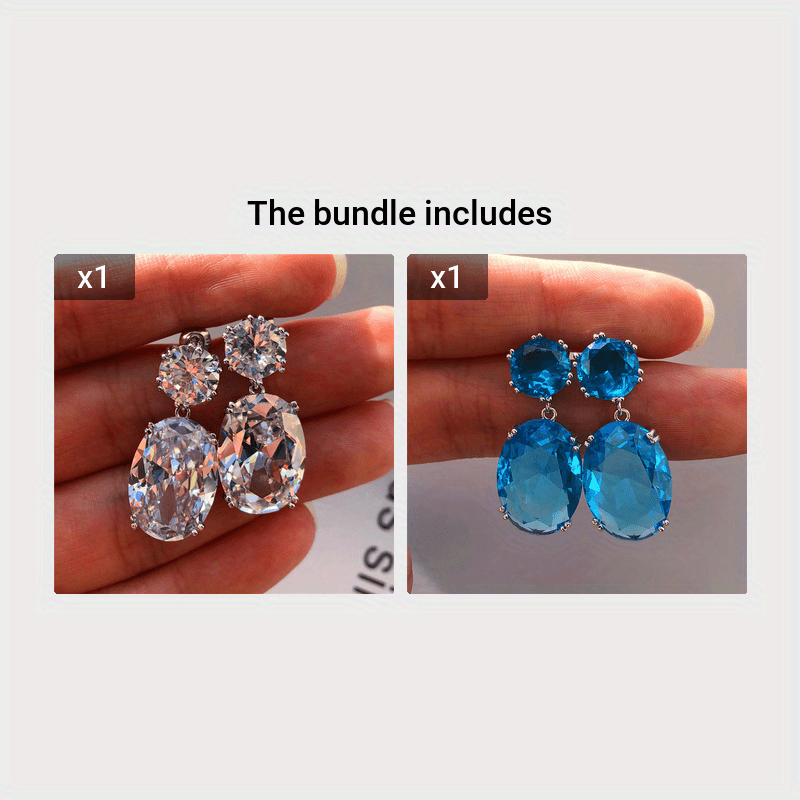 Large Zirconia Earrings on Copper Base